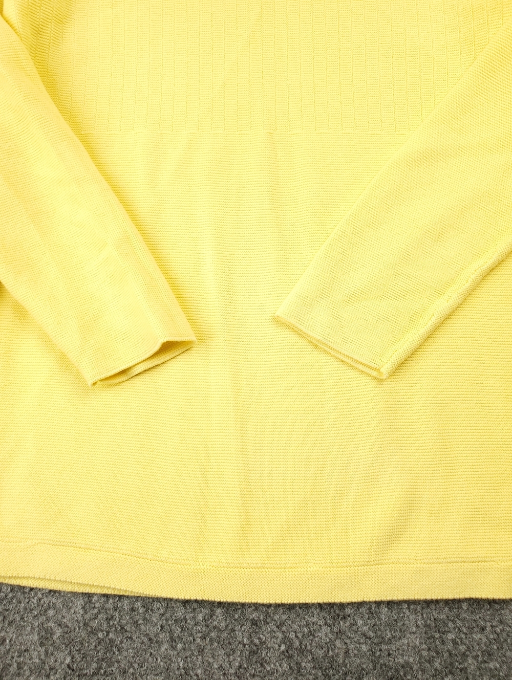 Talbots Sweater Womens MP Medium Petite Yellow Ribbed Knit Mixed Stitch Crewneck - Picture 6 of 8